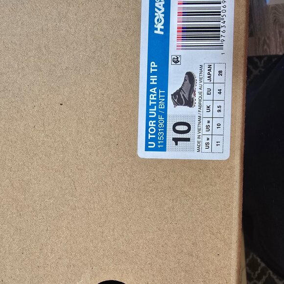 HOKA ONE TOR ULTRA HI WP Hiking Shoe Boot Black MAGNET SIZE 10 GORE-TEX GTX NEW - Picture 8 of 14